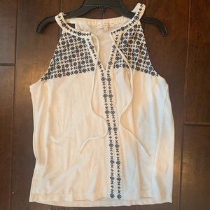 Navy and White Razor Back Tank